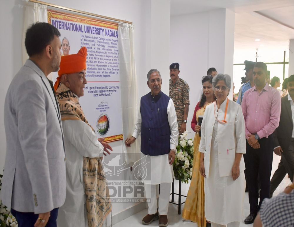 Governor Yadav formally inaugurates the Academic Staff College in the presence of other officials at International University, Nagaland on July 25. (DIPR Photo)
